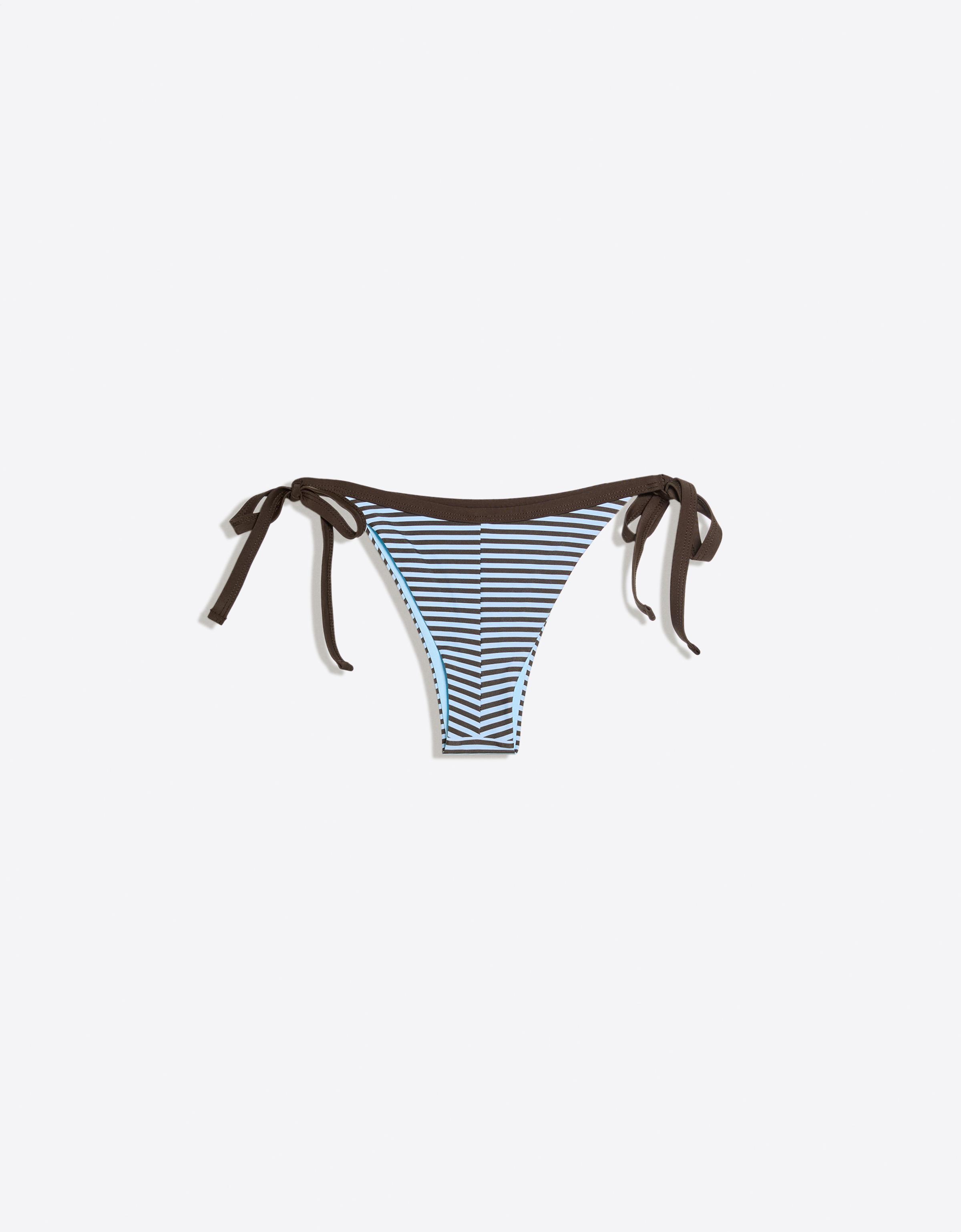 Striped Brazilian bikini briefs — Blue
