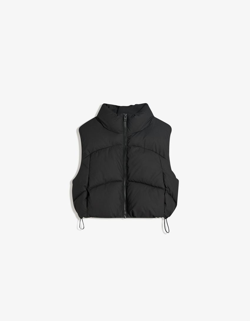 Gilet court matelassé-Noir