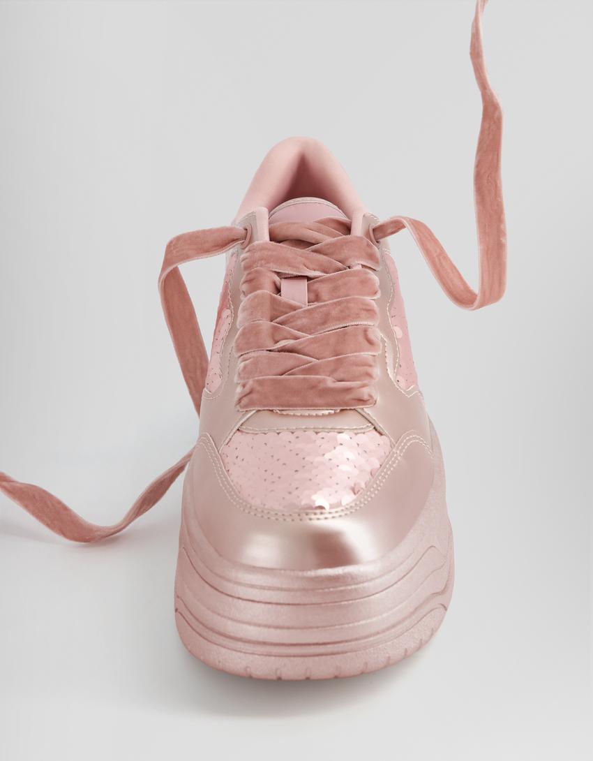 حذاء رياضي بترتر متباين-زهري-2