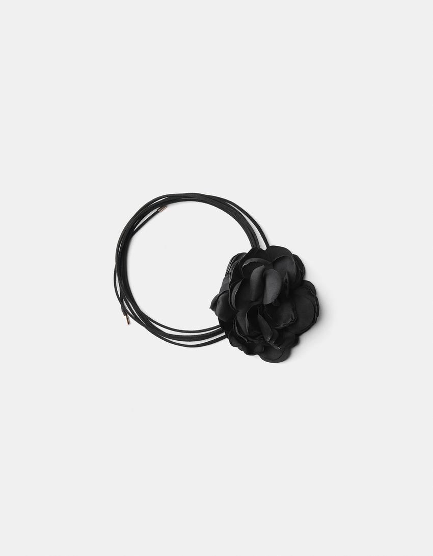 Collier choker fleur-Noir-0