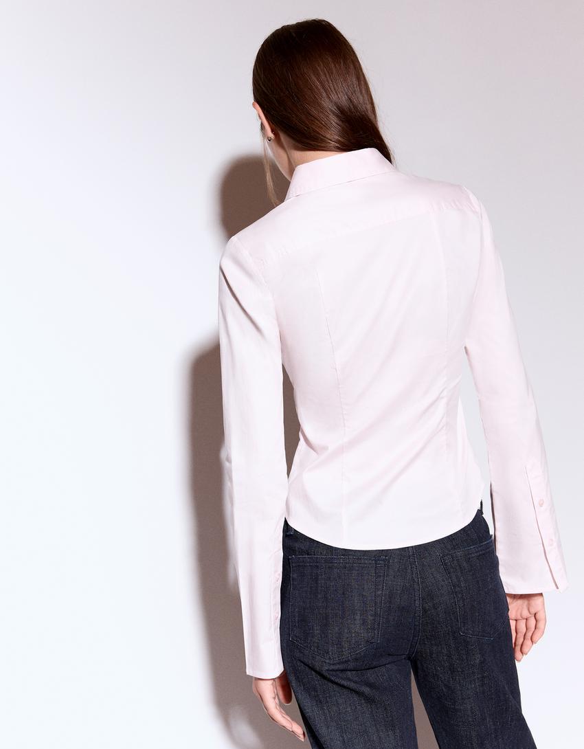 Fitted shirt with flared sleeves-Pink