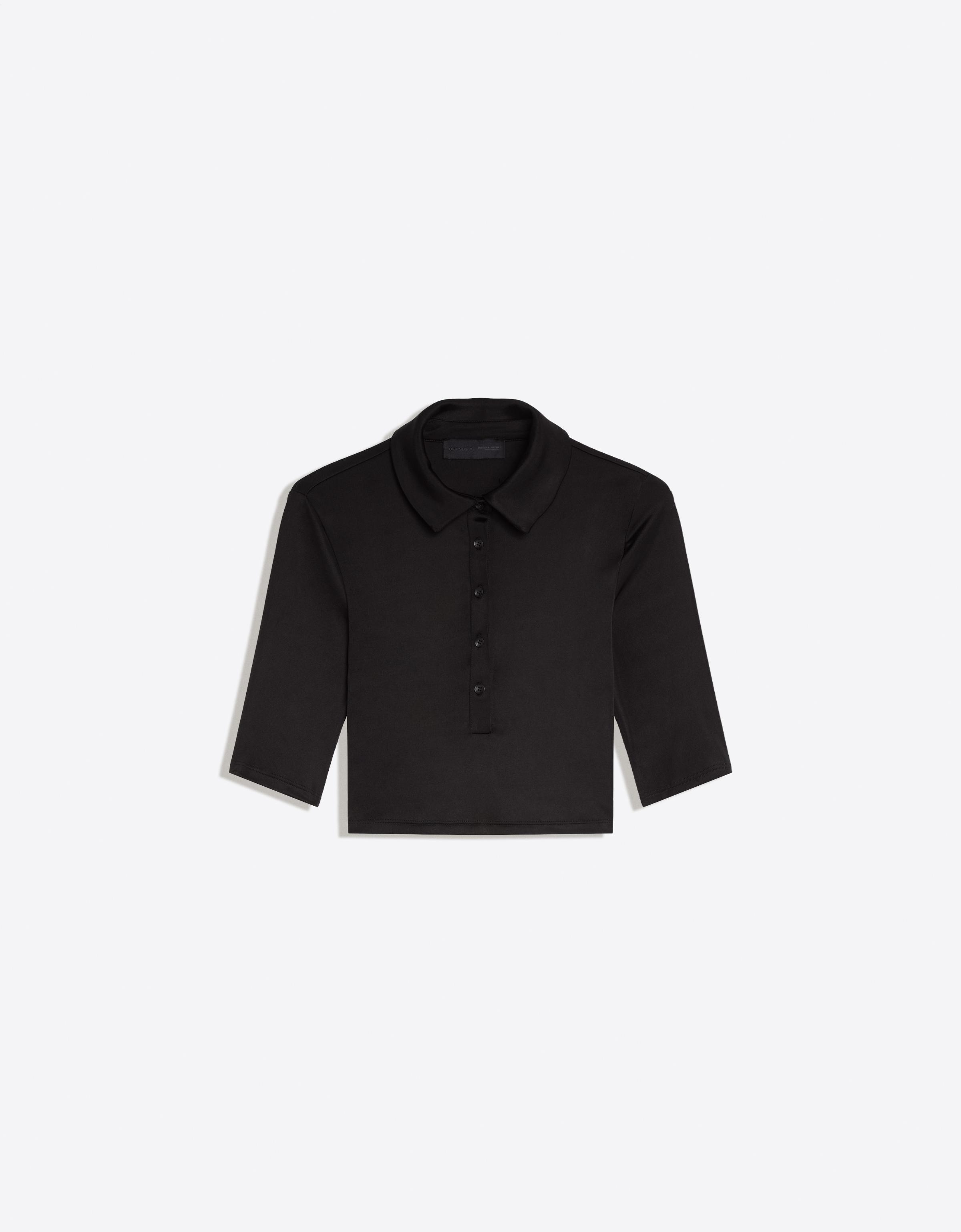 Polo collar button T-shirt — Black