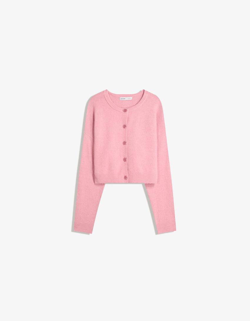 Cárdigan botones soft touch-Rosa