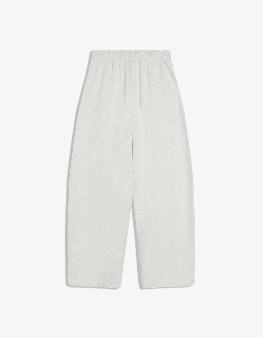 Plush barrel trousers with stoppers-Grey