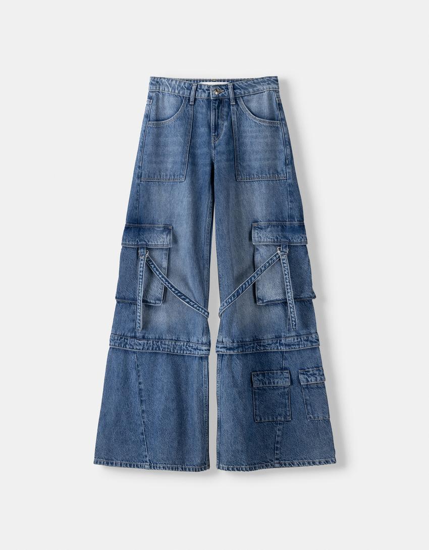 جينز كارغو فضفاض-أزرق فاتح-5