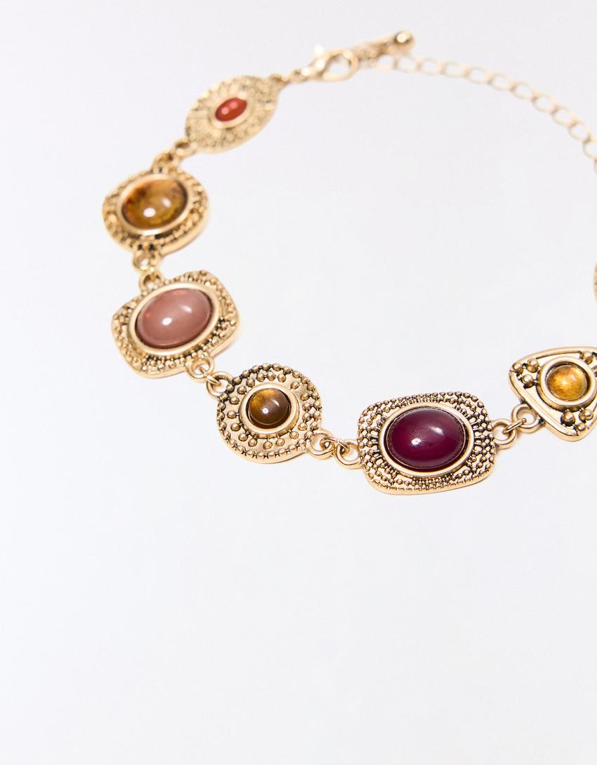 Stone chain bracelet-Gold