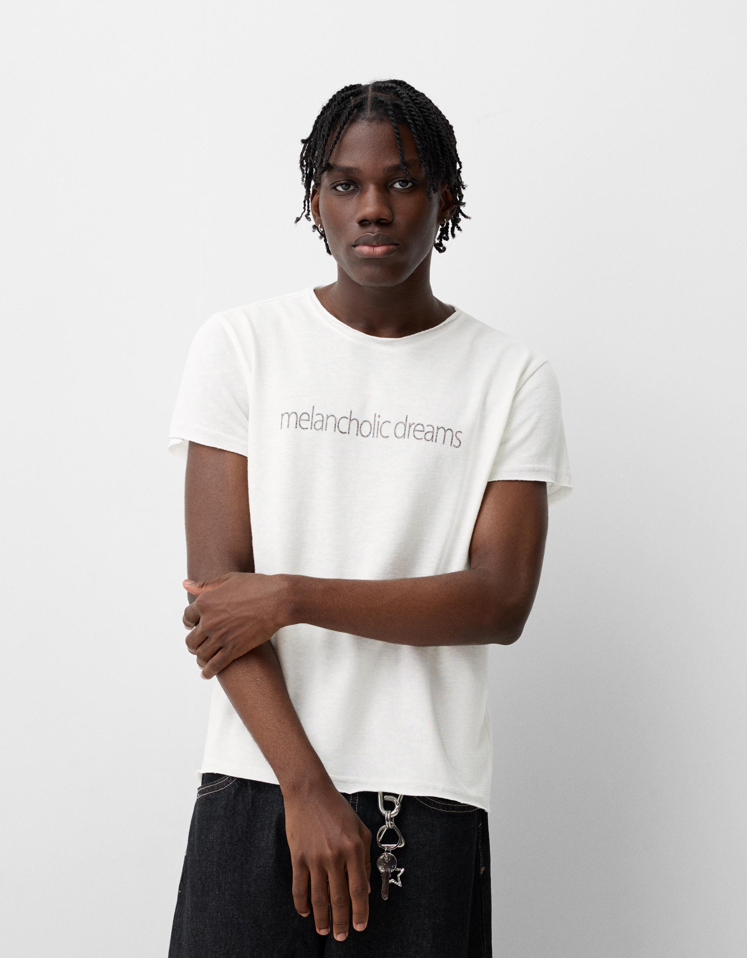 Bershka T-Shirt Mit Print Herren Xs Weiss