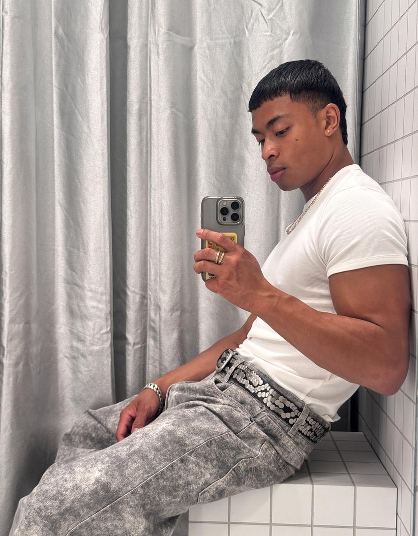 Pantalon super baggy fit imprimé-Écru