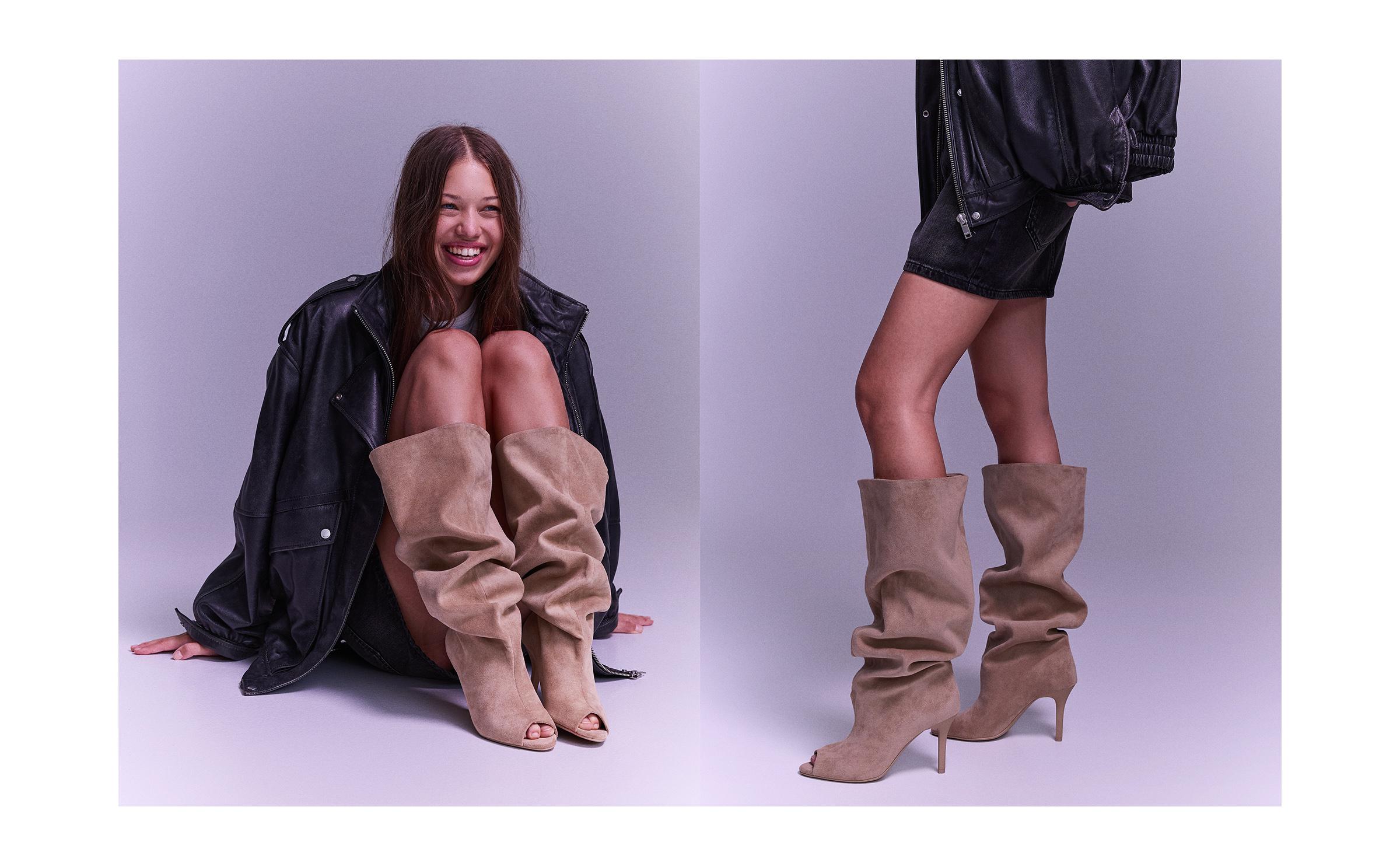 Stiletto-heel open boots