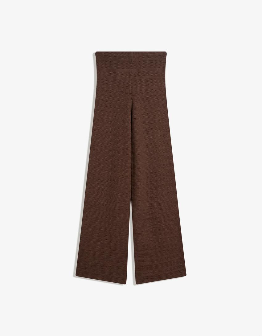 Pantalon large ajouré-Marron