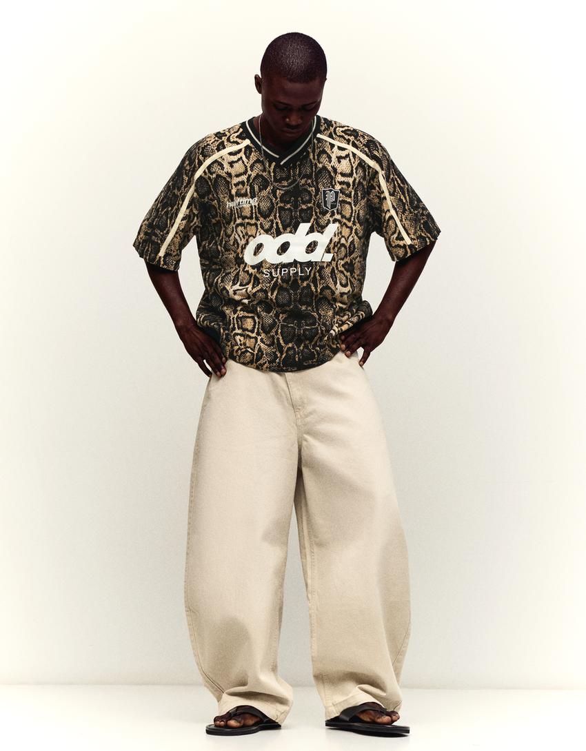 T-shirt manches courtes sport imprimé-Marron