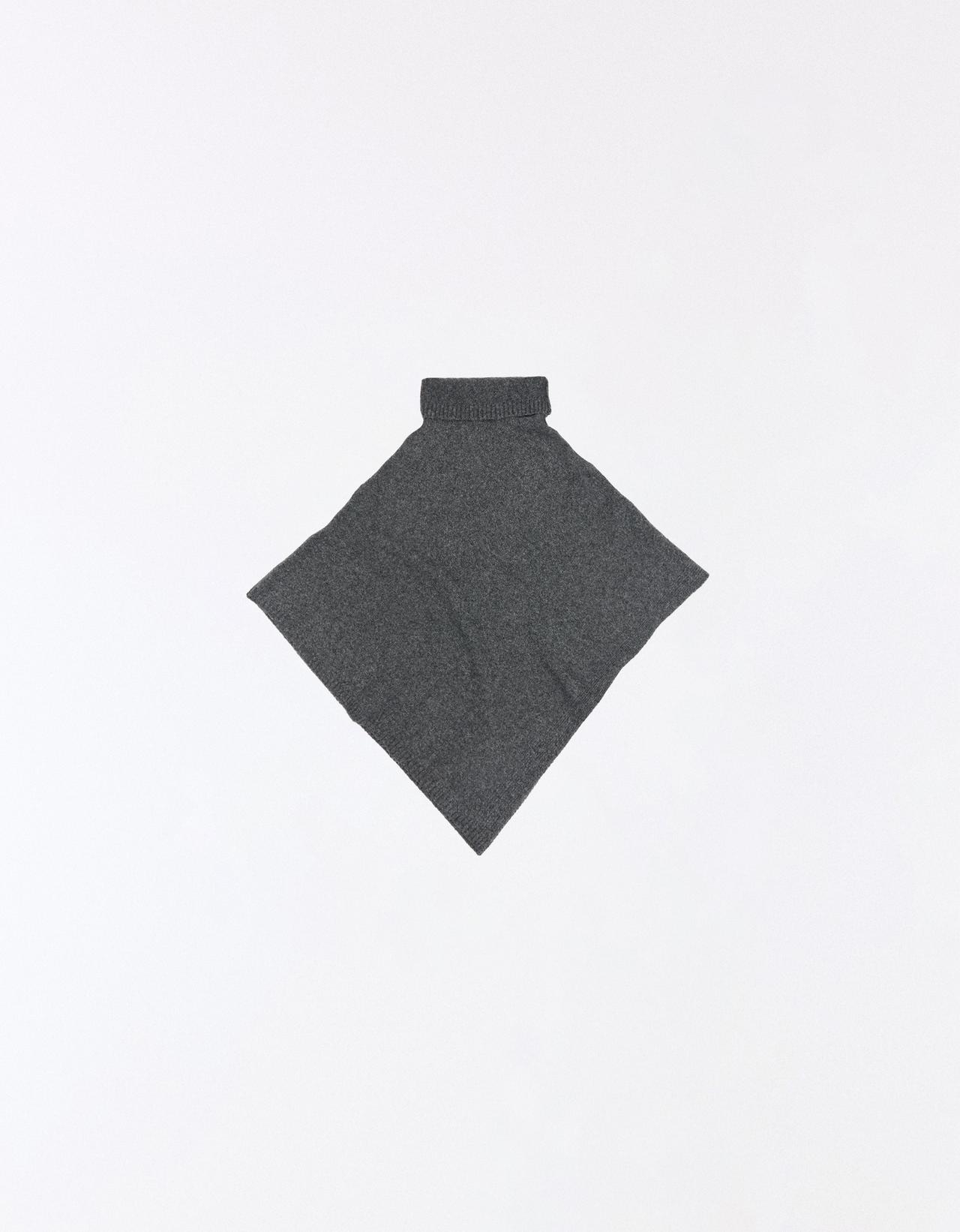 High neck knit poncho — Grey