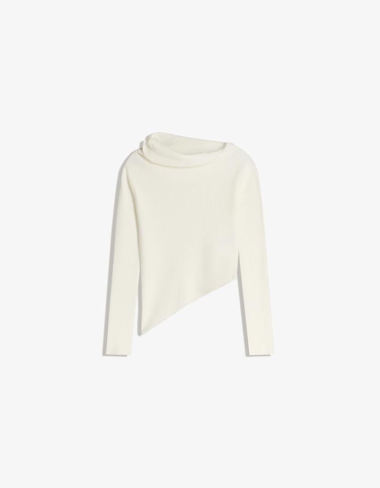 Asymmetric gathered sweater