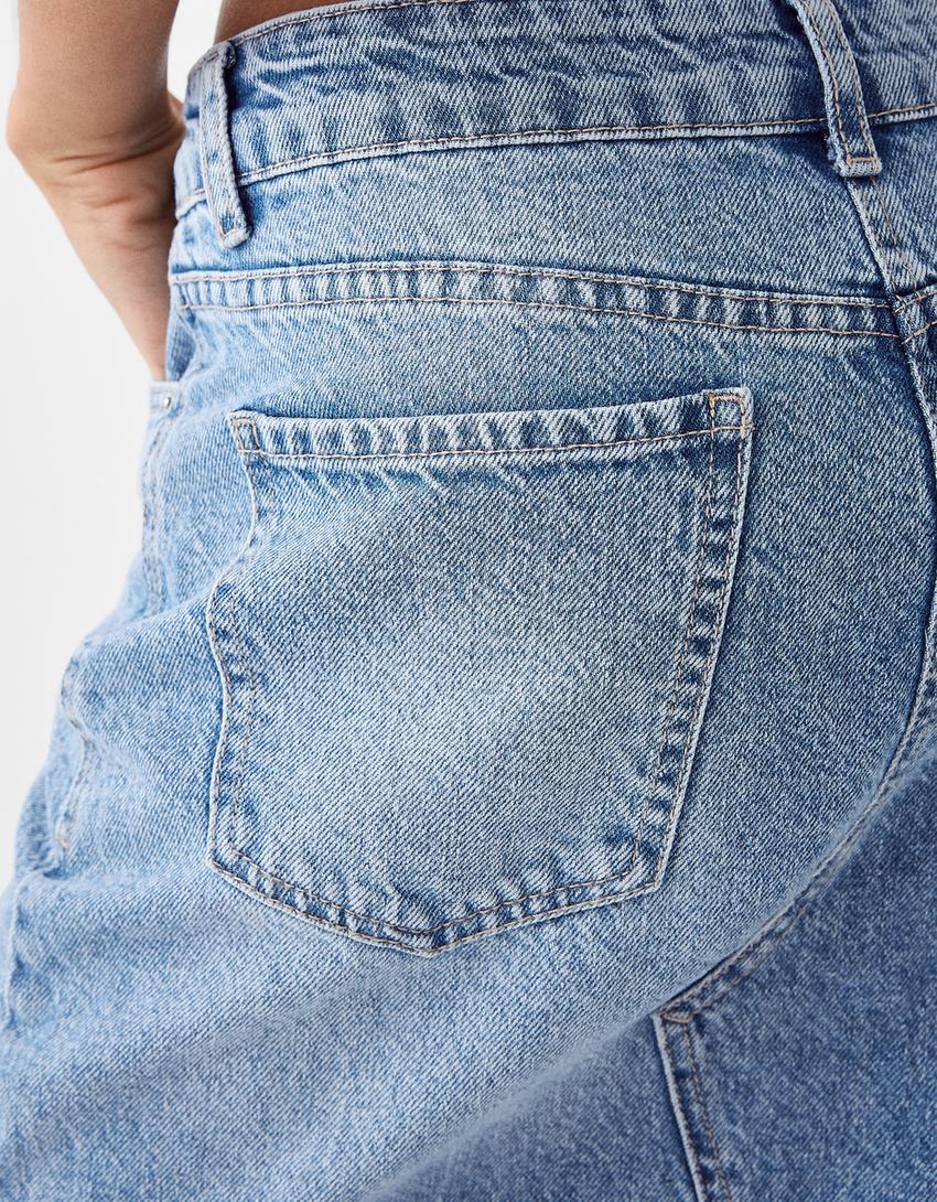 Denim midi skirt-Light blue