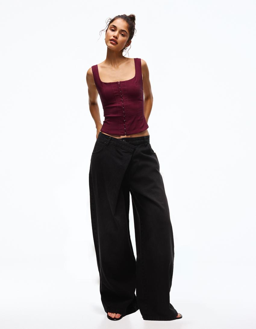 Burlesque-Top aus Bengaline-Granatrot