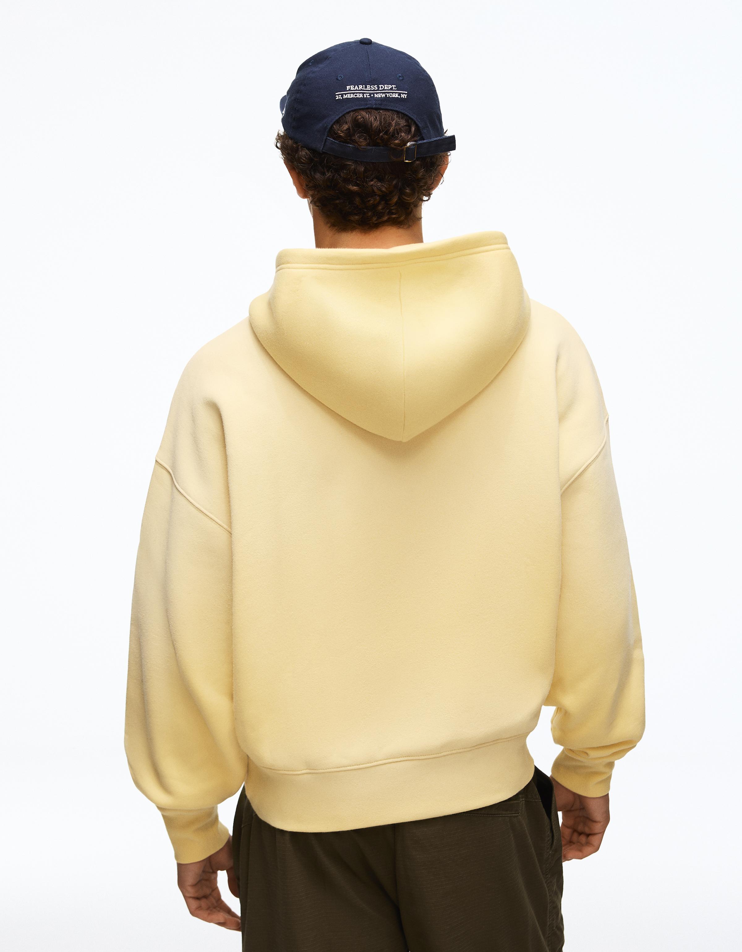 Washed effect print hoodie — Yellow