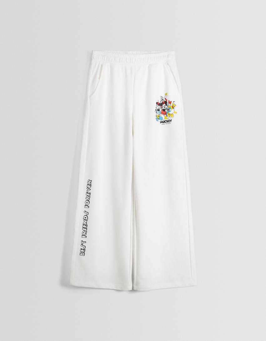 Pantalon Mickey molleton imprimé-Blanc cassé-4