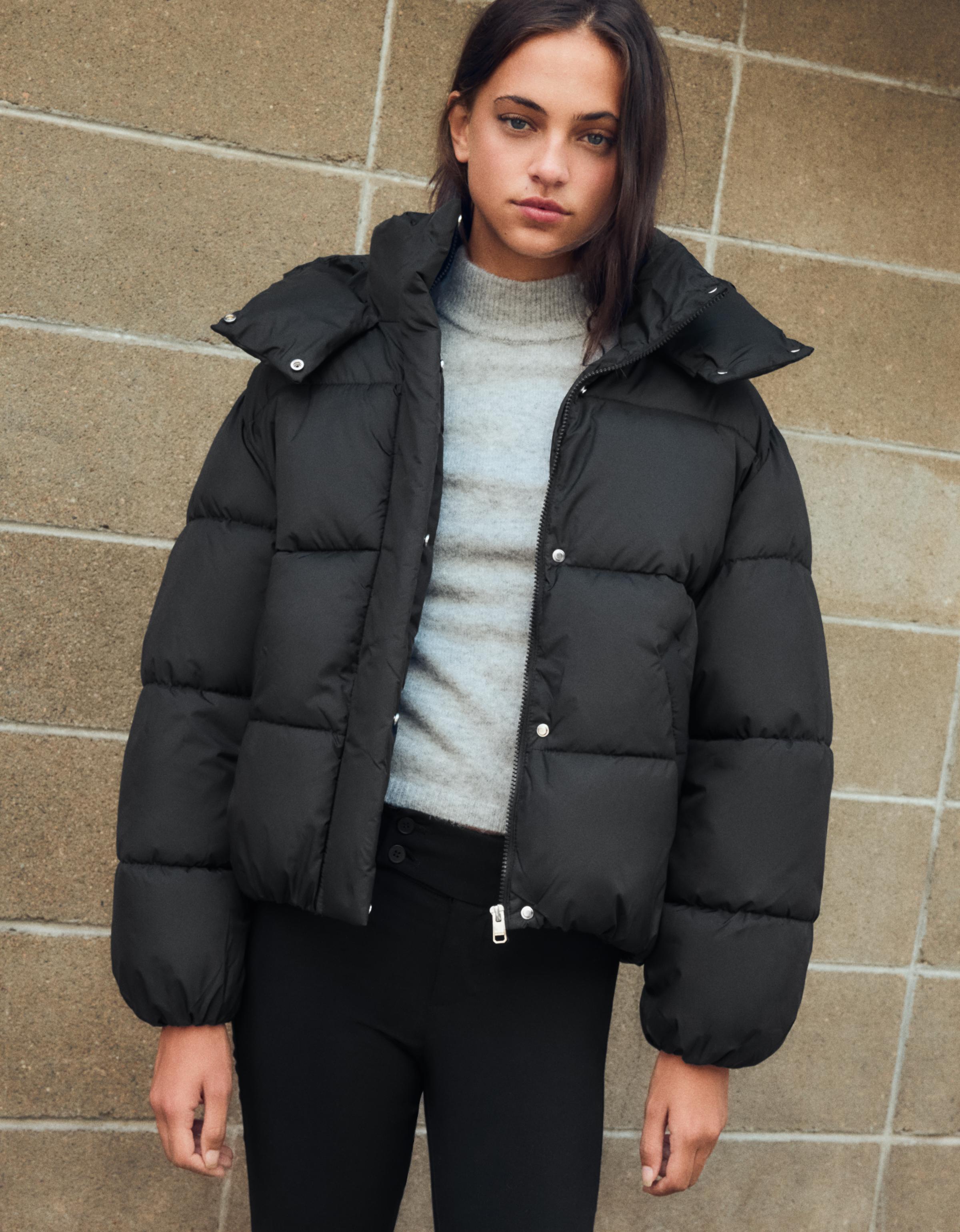 Bershka Oversize kapüşonlu şişme ceket görsel 7
