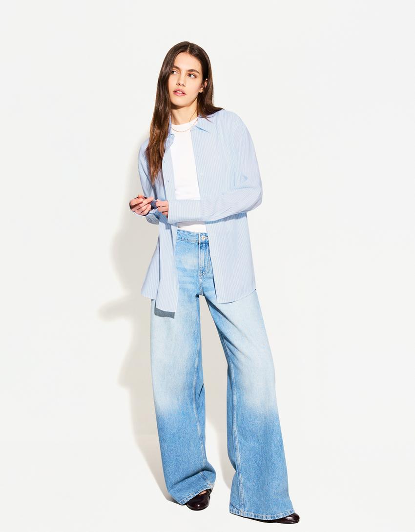 Chemise oversize lin-Bleu clair-1