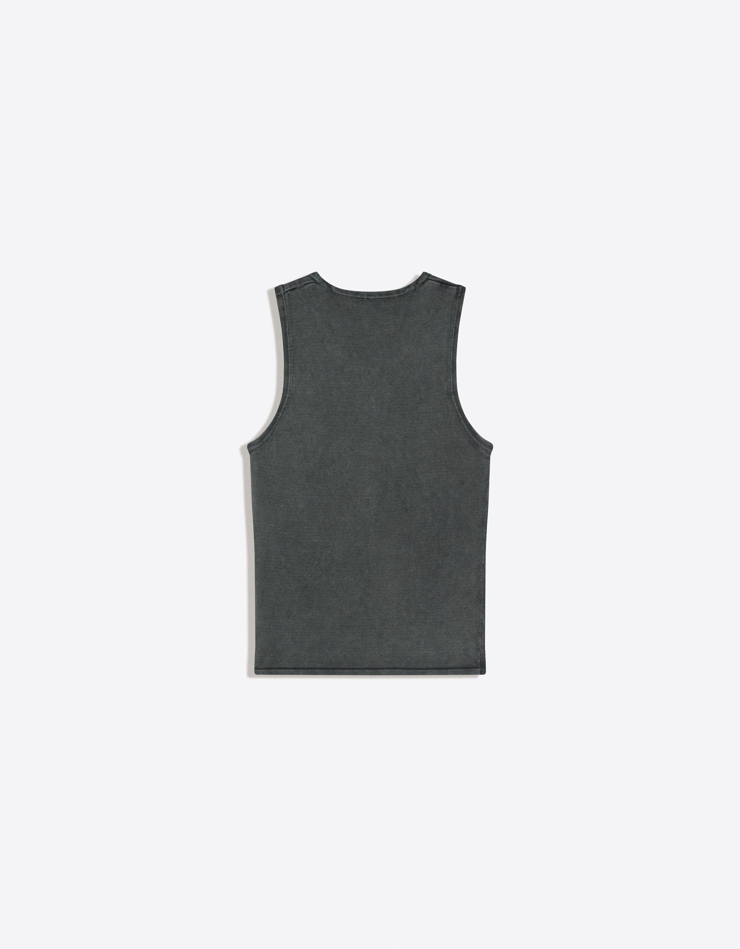 Washed patch vest top — Dark grey
