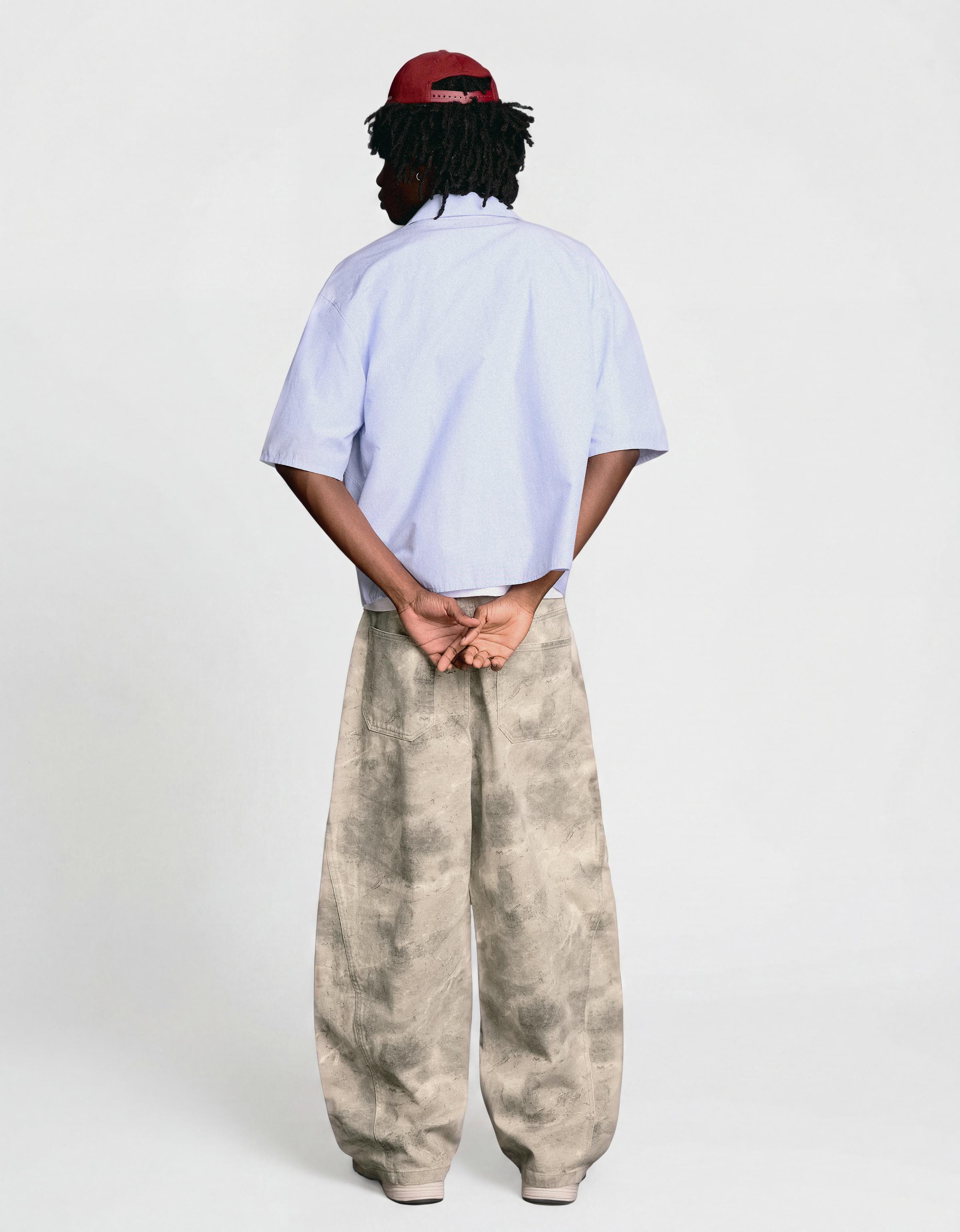 Printed barrel-leg trousers — Grey