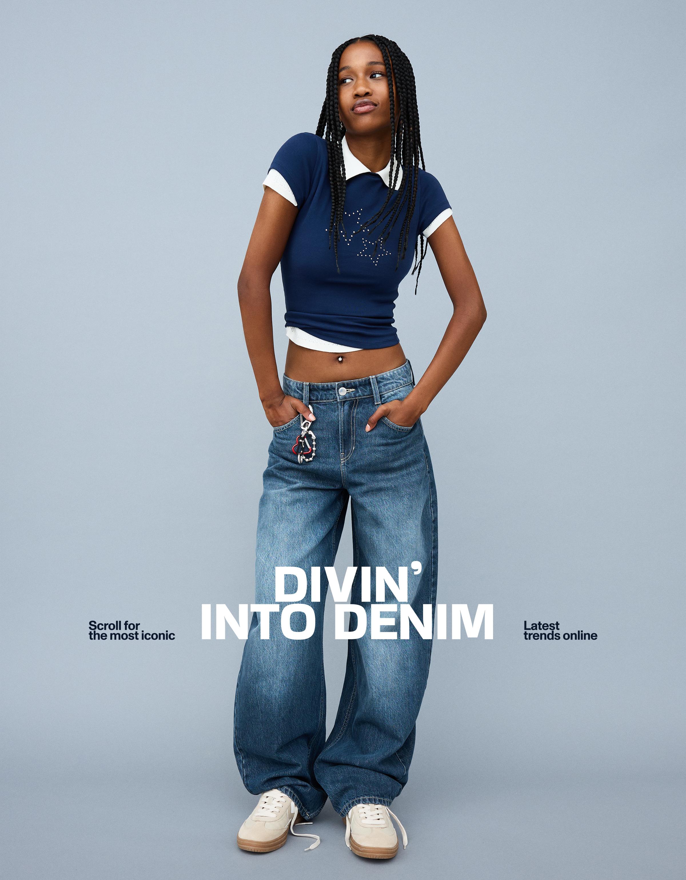 Yüksek bel geniş paça barrel fit jean - Görsel 66