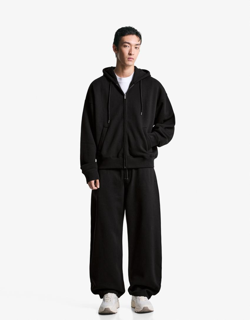Zip-up hoodie-Black-3