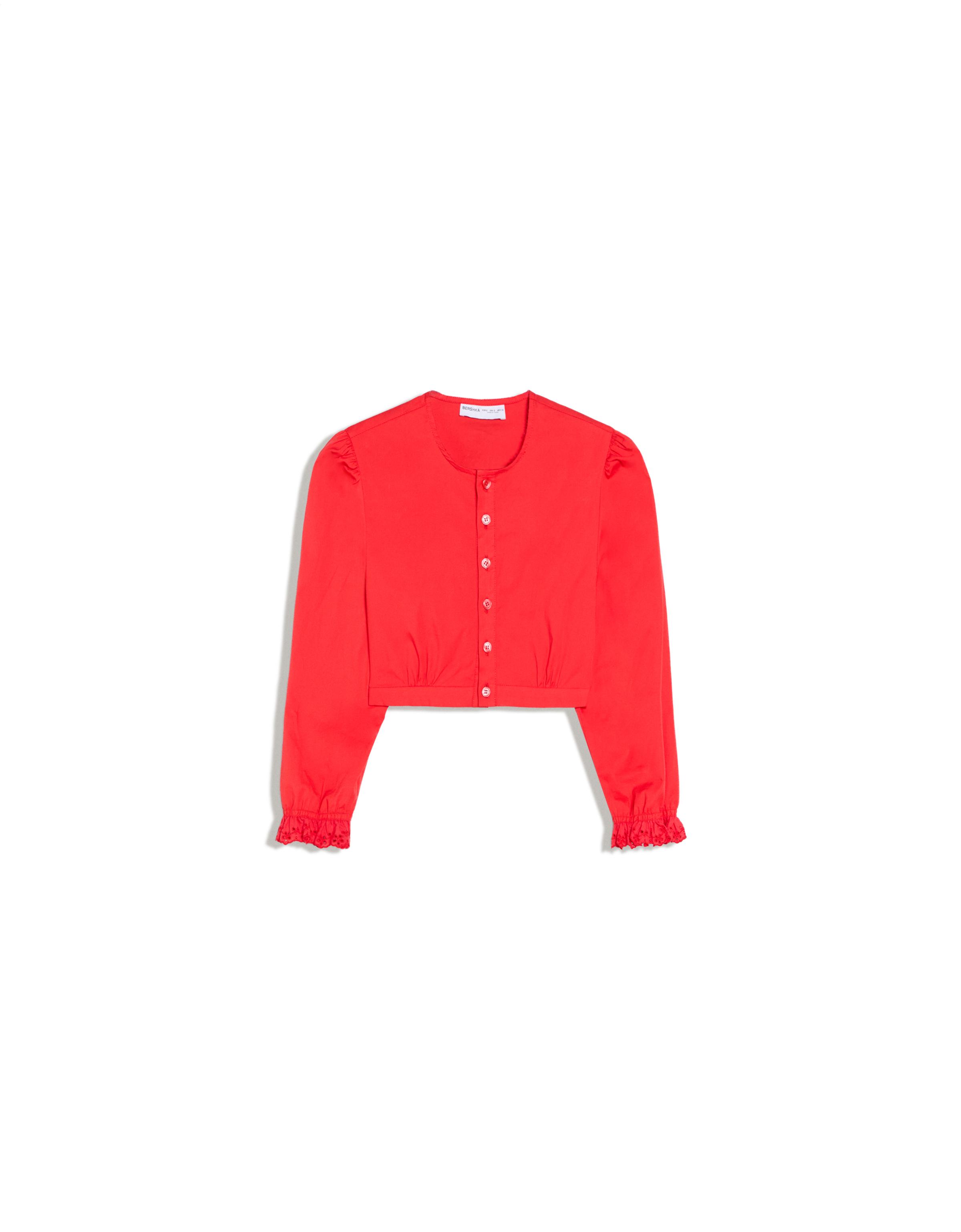 Long sleeve cropped shirt — Red