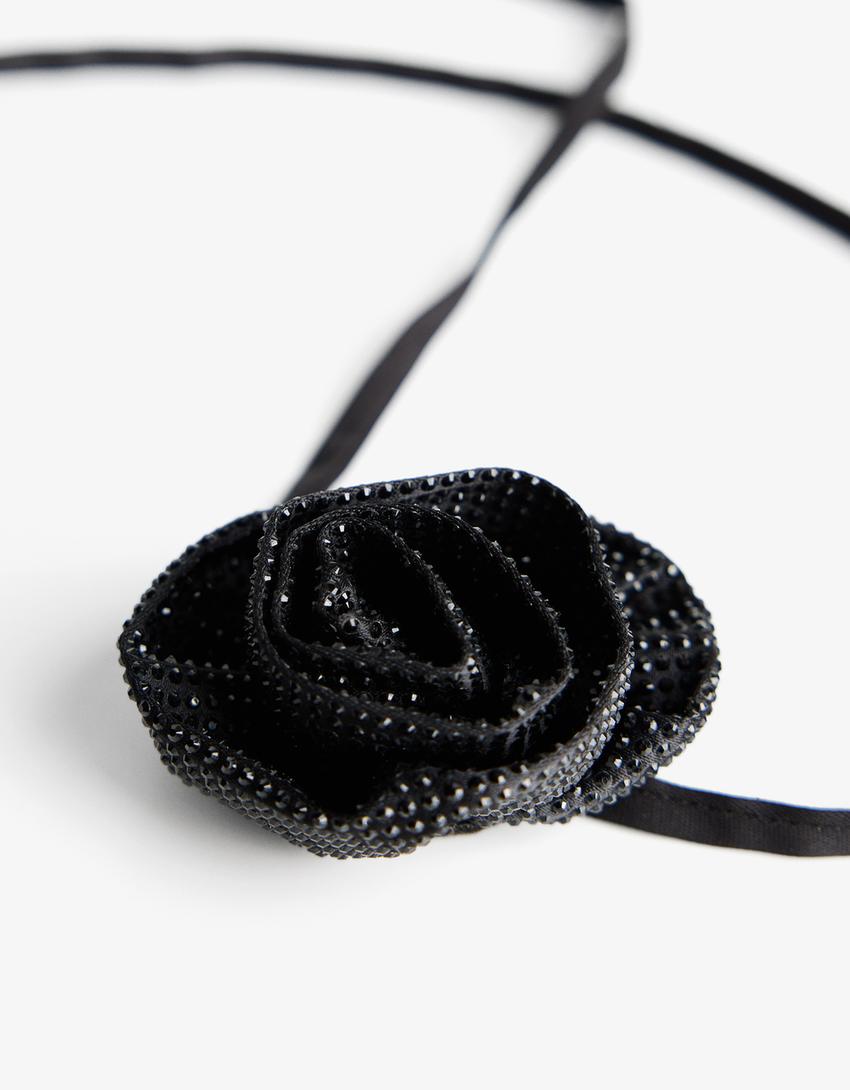 Collaret choker rosa brillantor-Negre