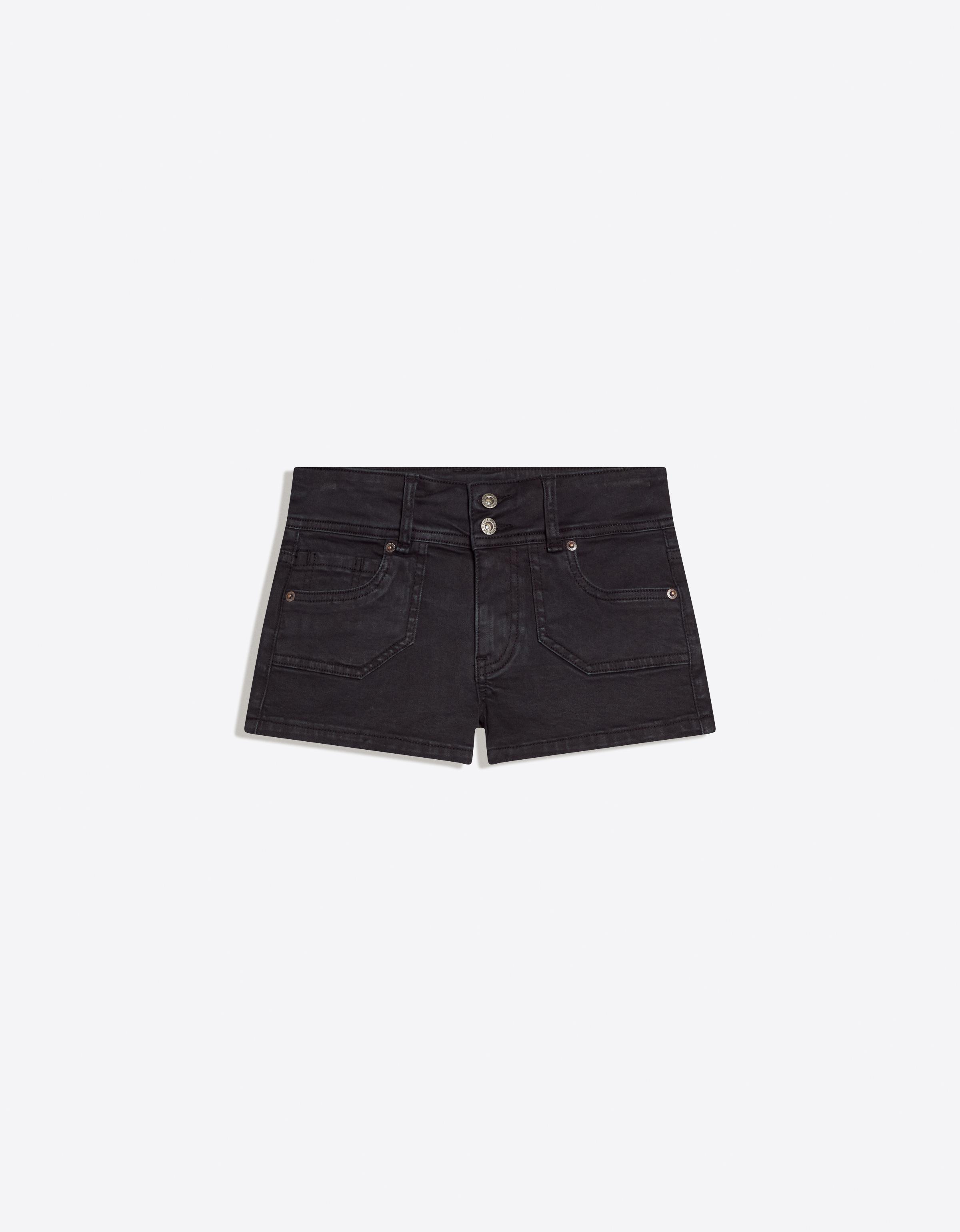 Embroidered denim mini shorts