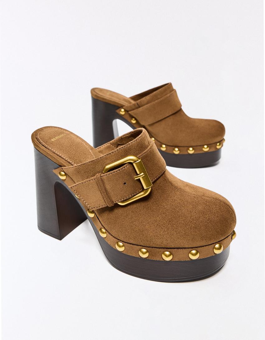 Buckle clogs-CAMEL
