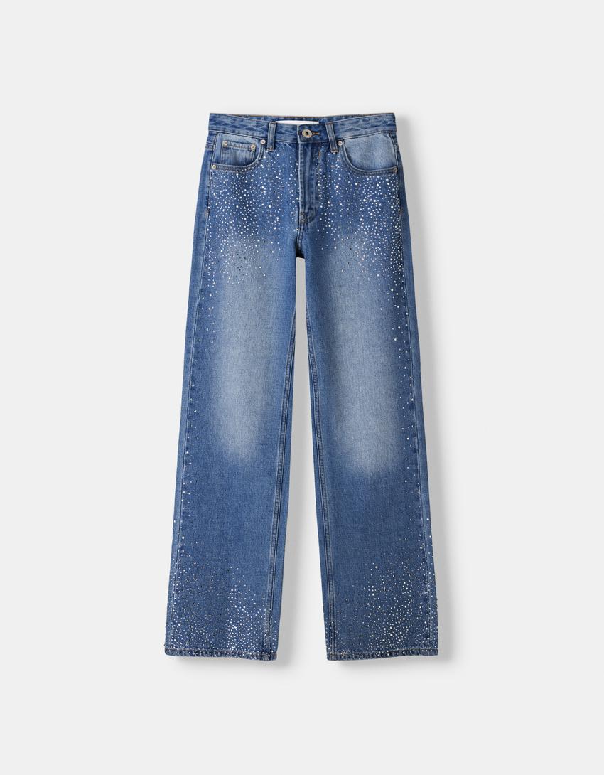 Jeans 90's wide brillo - Mujer | Bershka