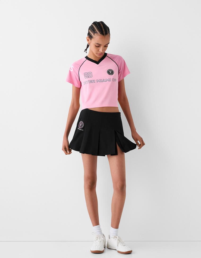 Inter Miami CF mini skirt with box pleats-Black-1
