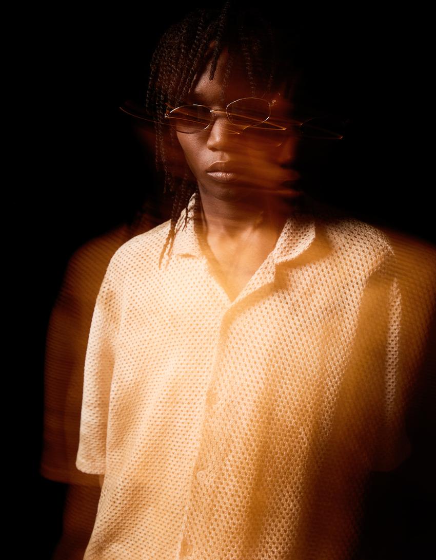 Chemise manches courtes rustique tie-dye-Marron-3