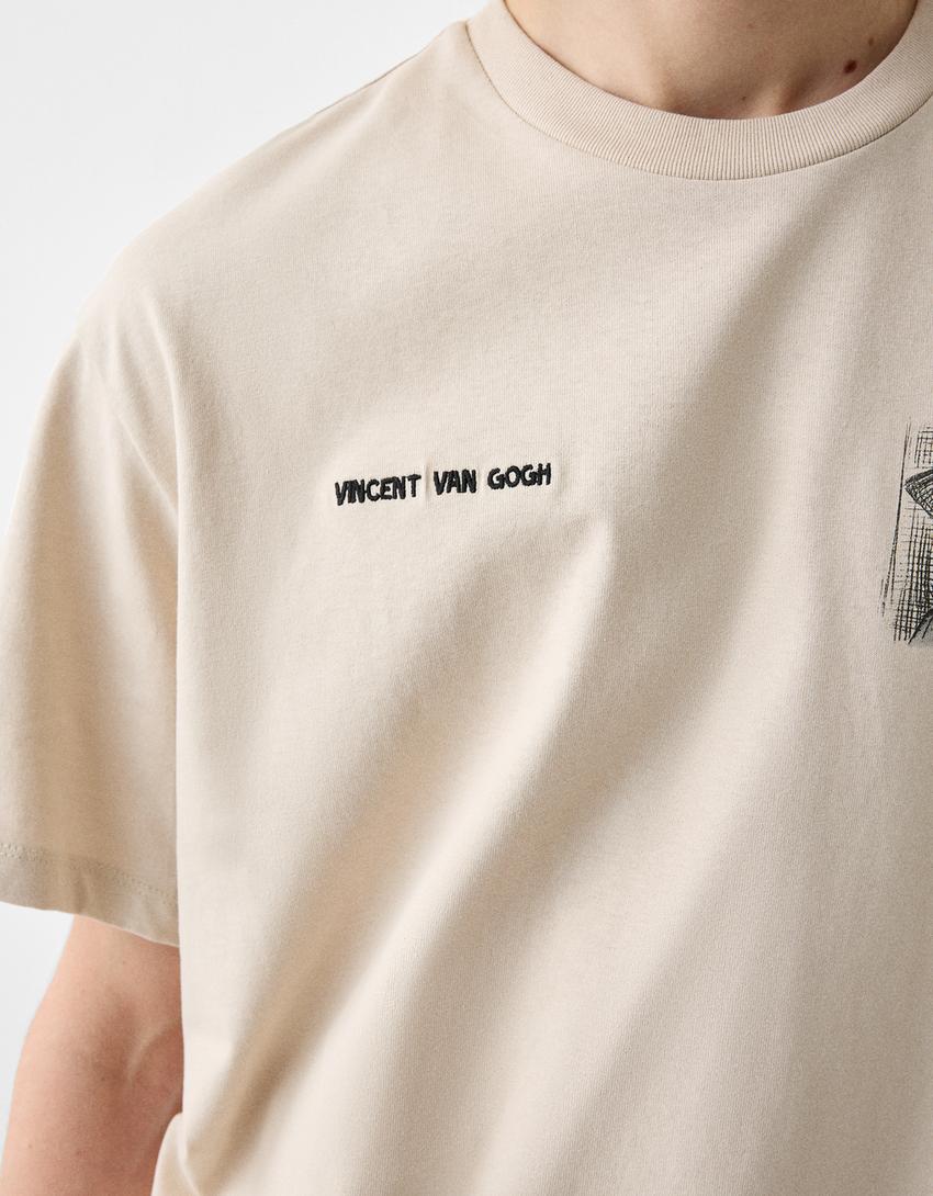 T-shirt Vincent van Gogh manches courtes imprimé-Camel-6