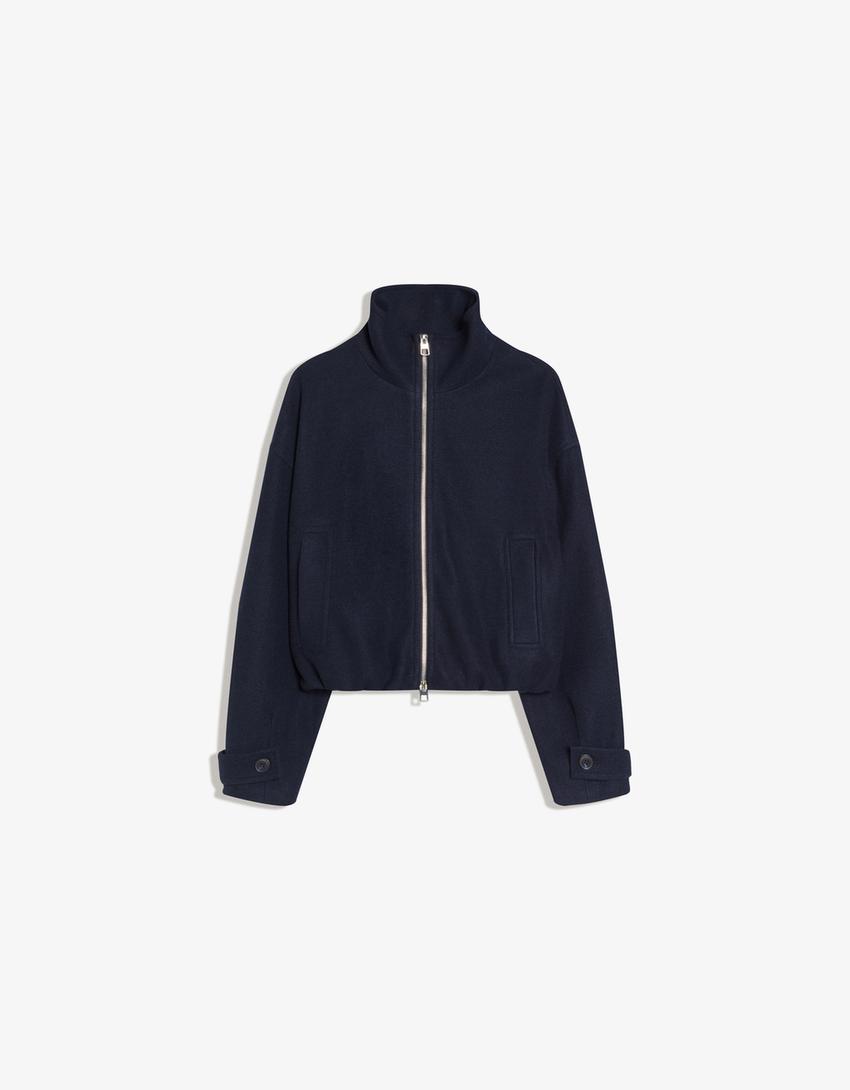 Soft touch zip-up jacket-Navy