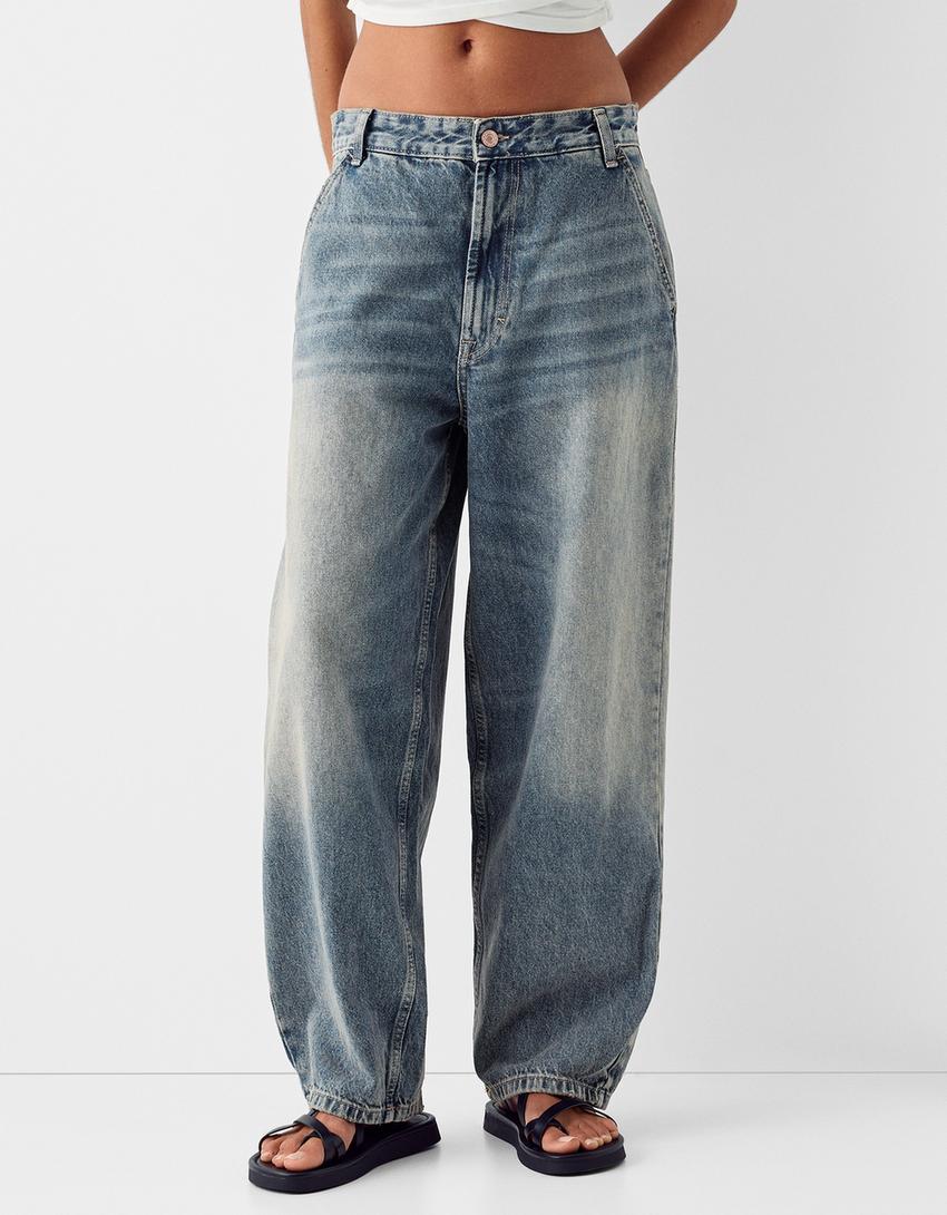 بنطال جينز تزلج بتأثير باهت-أزرق فاتح-1