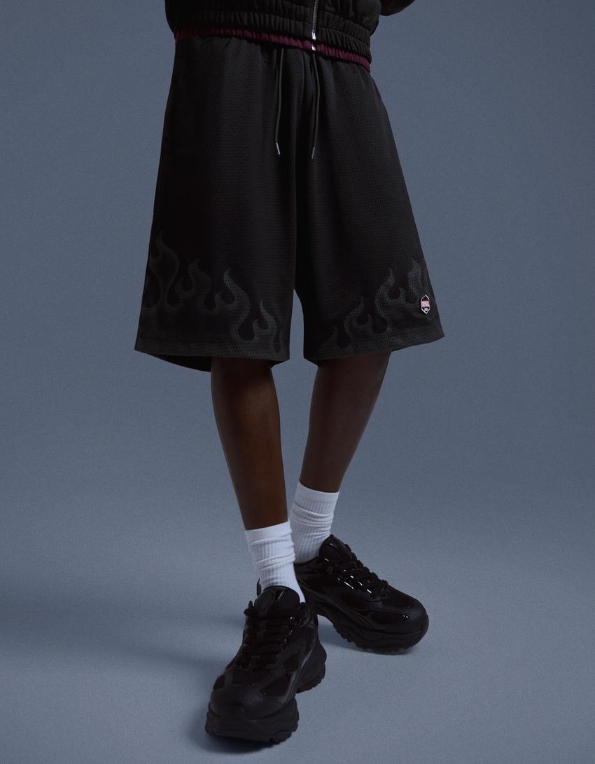 Bermuda mesh imprimé-Noir