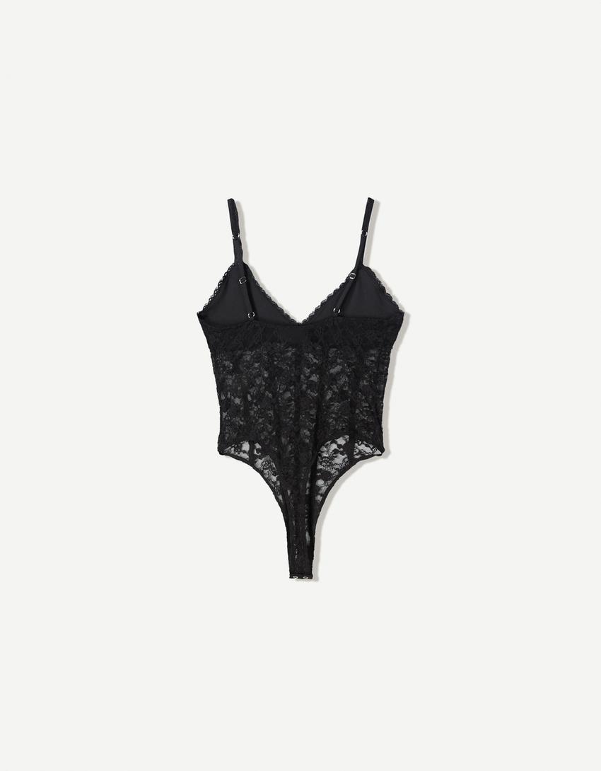 Body bretele dantelă-Negru-4
