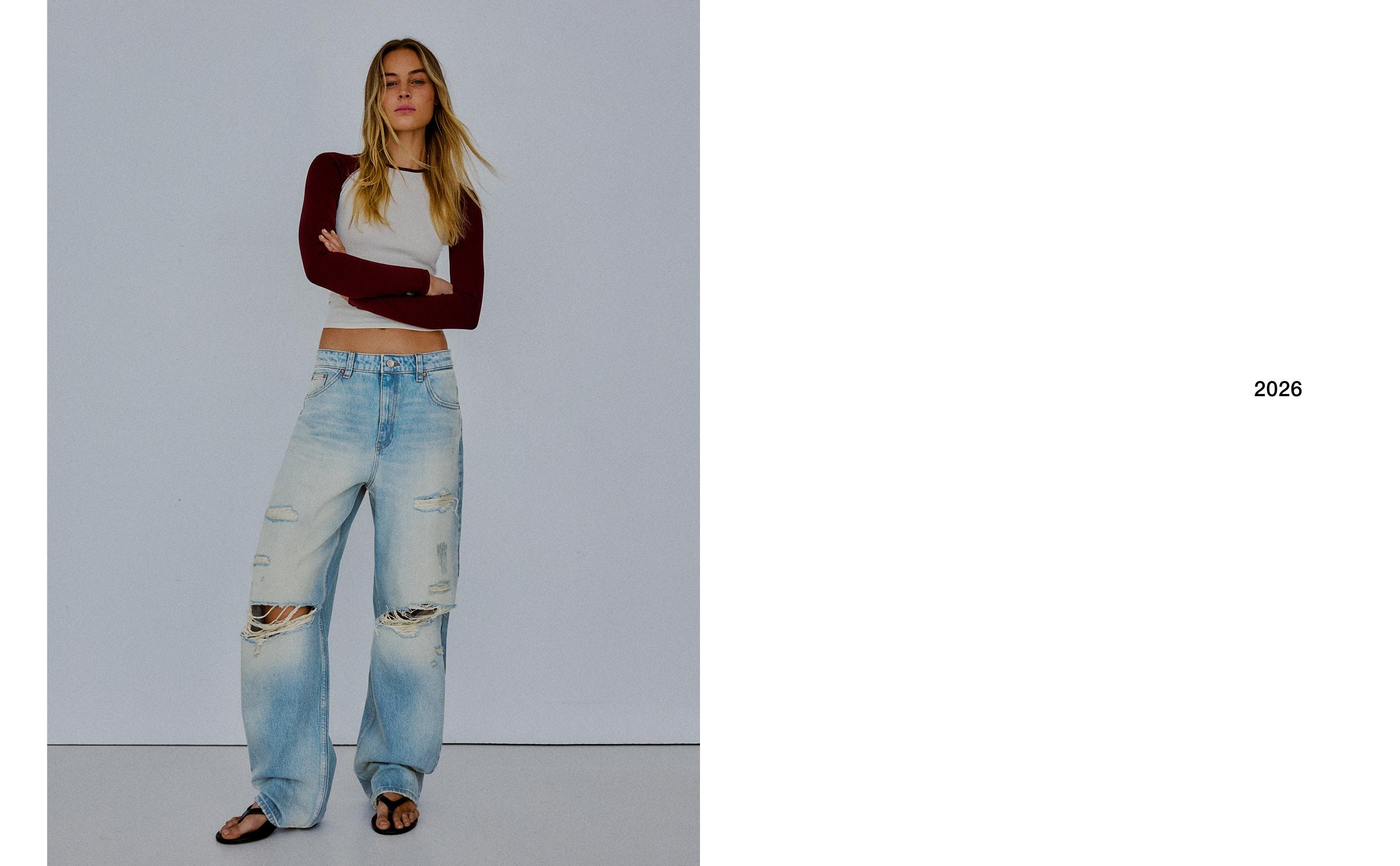 Ripped loose fit jeans — Light blue