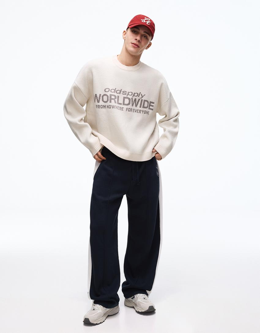 Jacquard print jumper-Off white