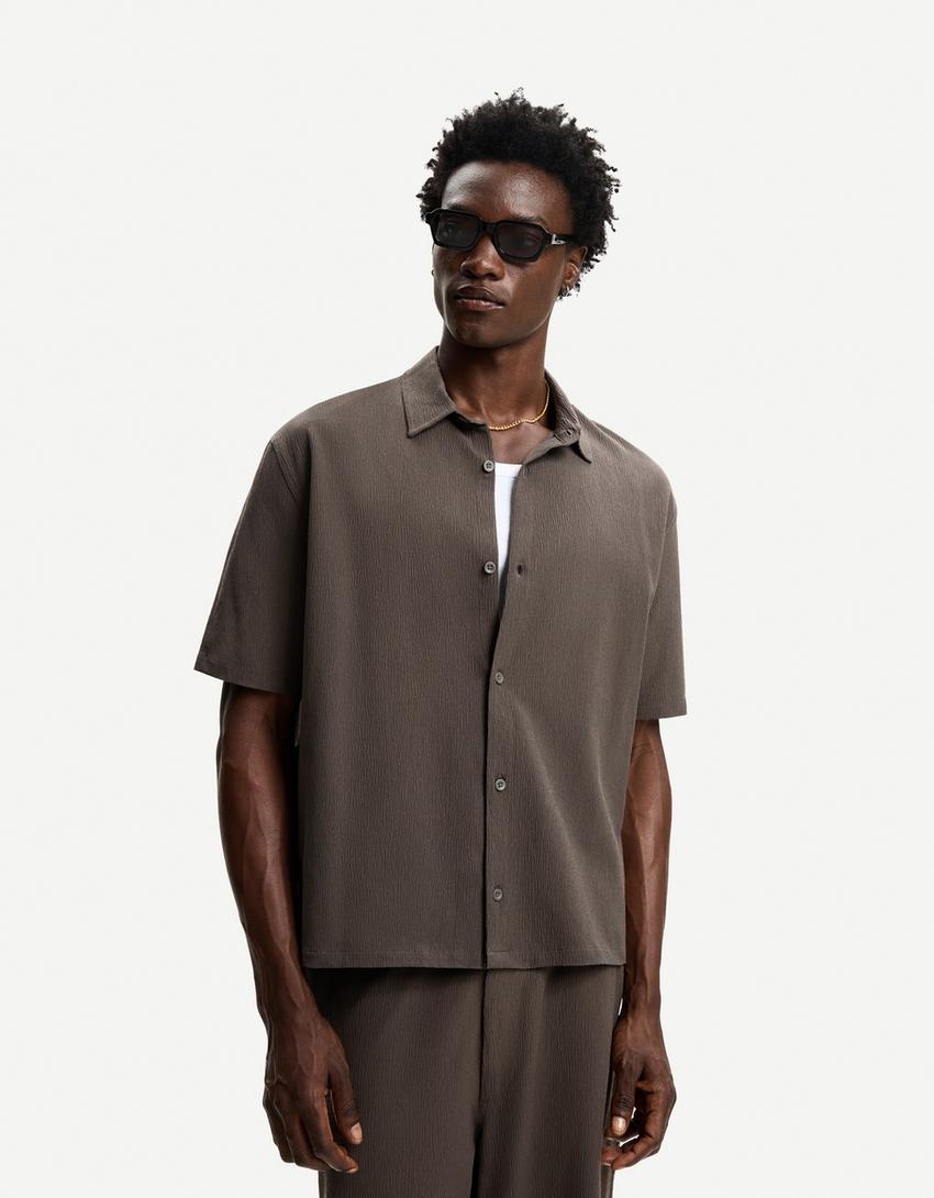 Set camisa y pantalón plisado-Visón-3
