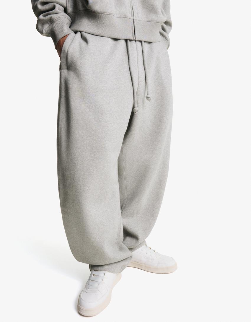 Balloon fit trousers-Grey-1