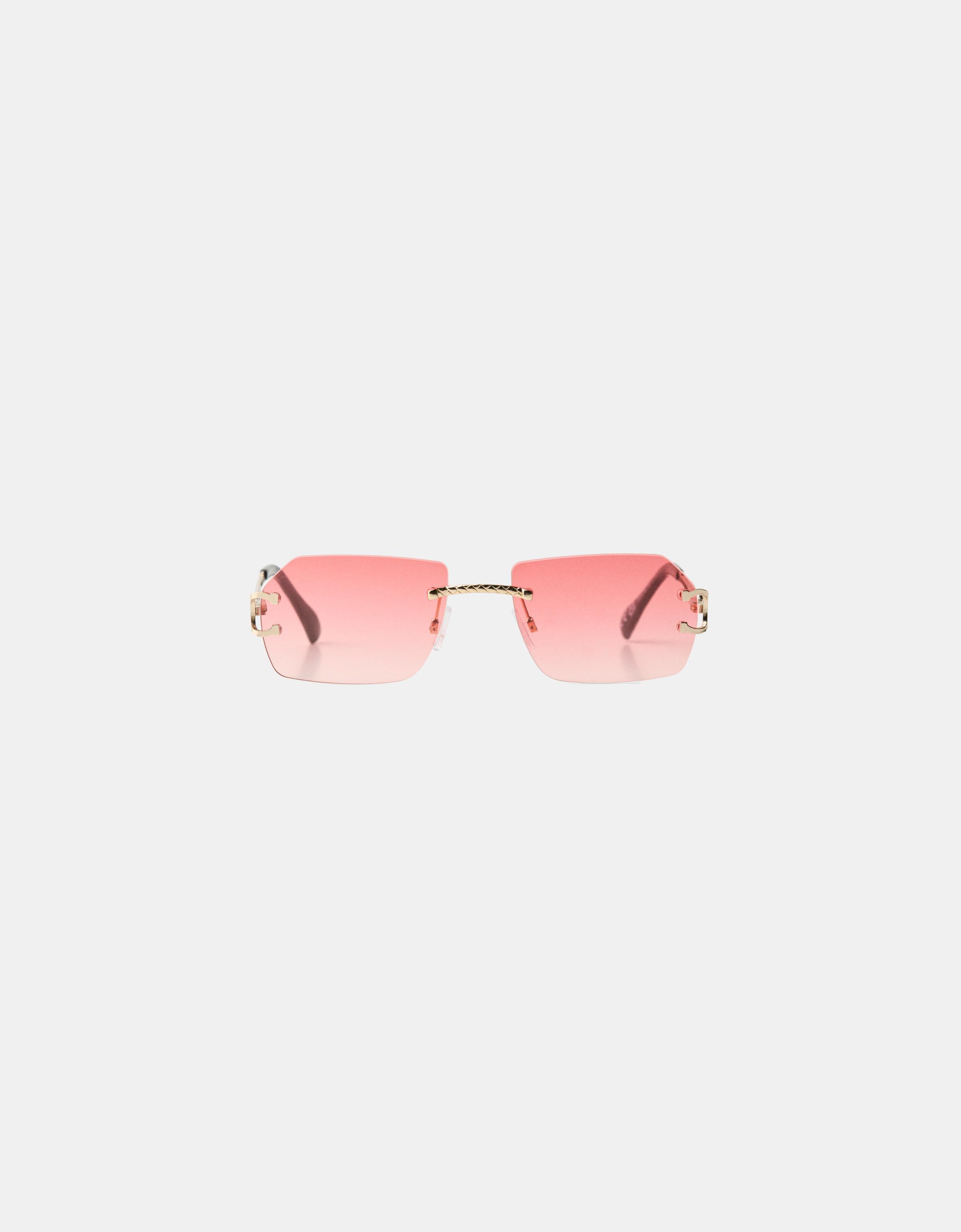 Bershka Metallic-Sonnenbrille Herren Fuchsia