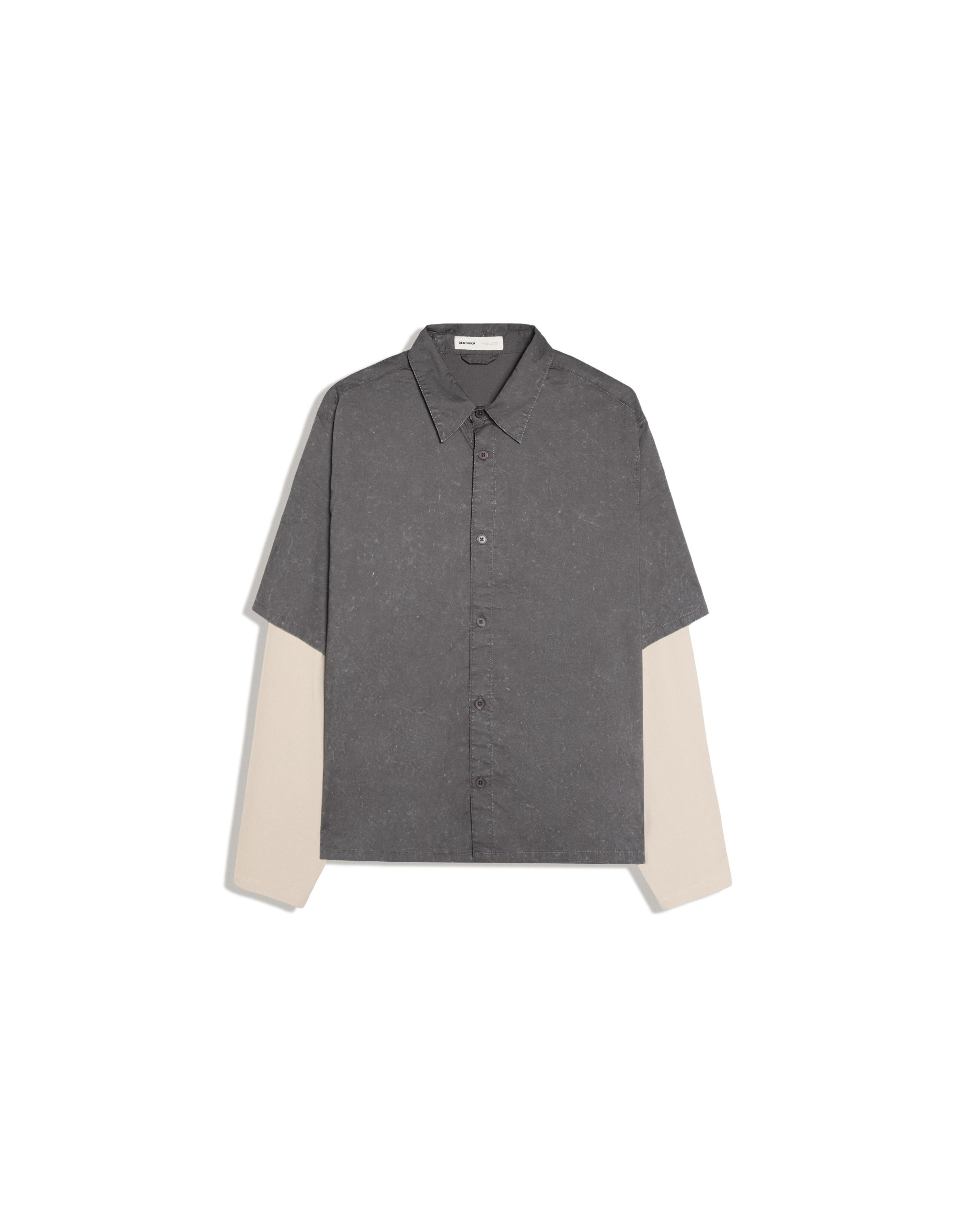 Double sleeve shirt with back print — Grey