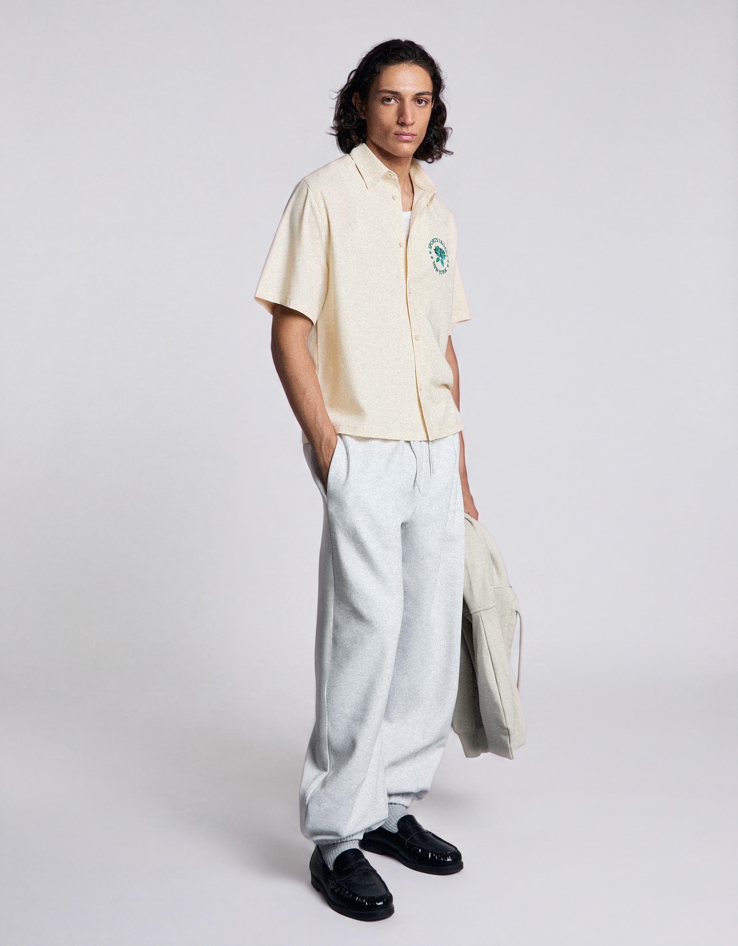 Embroidered short sleeve shirt — Cream