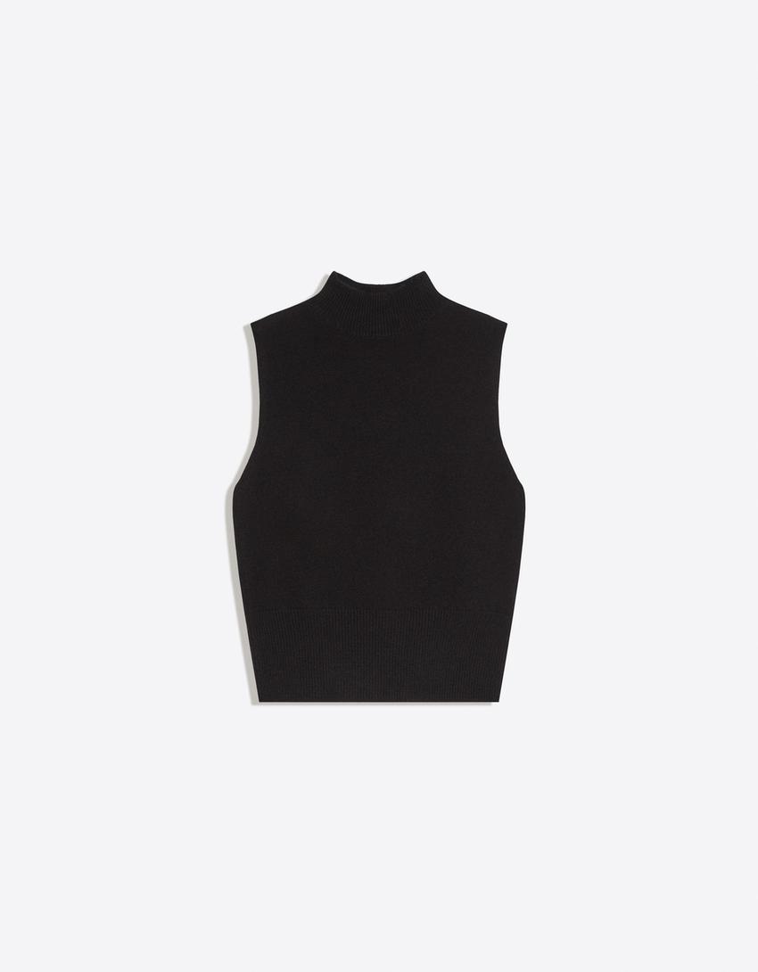 Chaleco punto cuello perkins-Negro