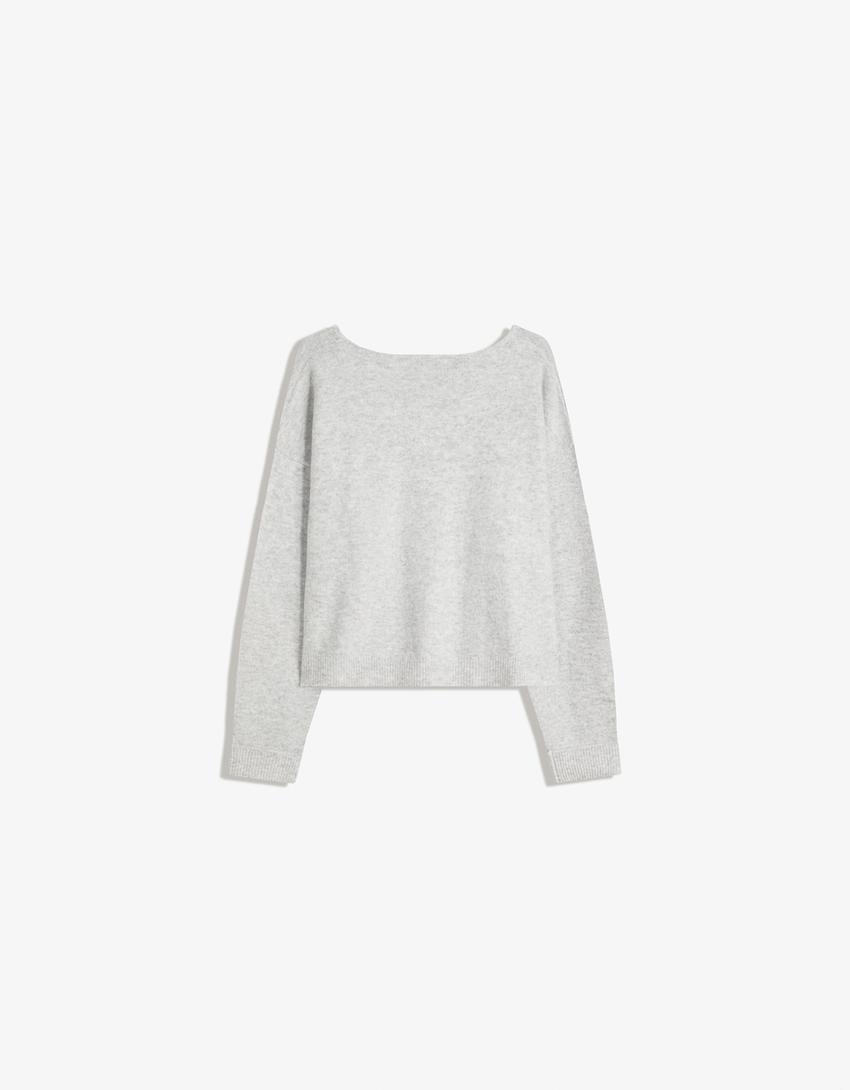 Soft touch V-neck sweater-Grey