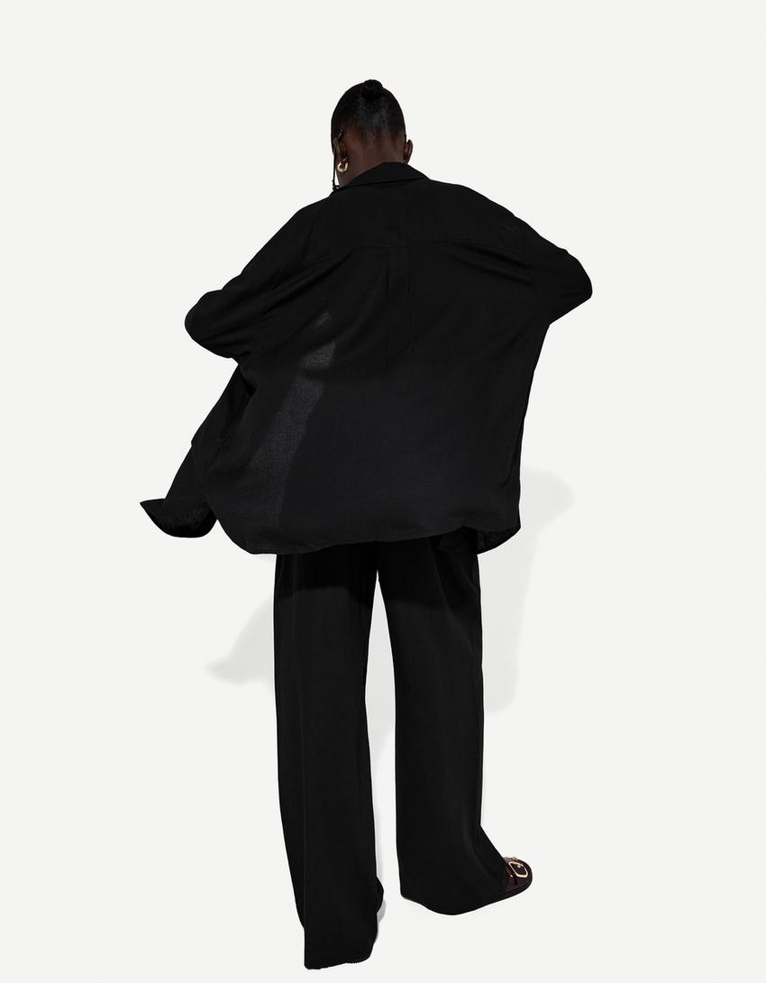 Ing és nadrág szett, len tartalmú anyagból-Ing és nadrág szett, len tartalmú anyagból