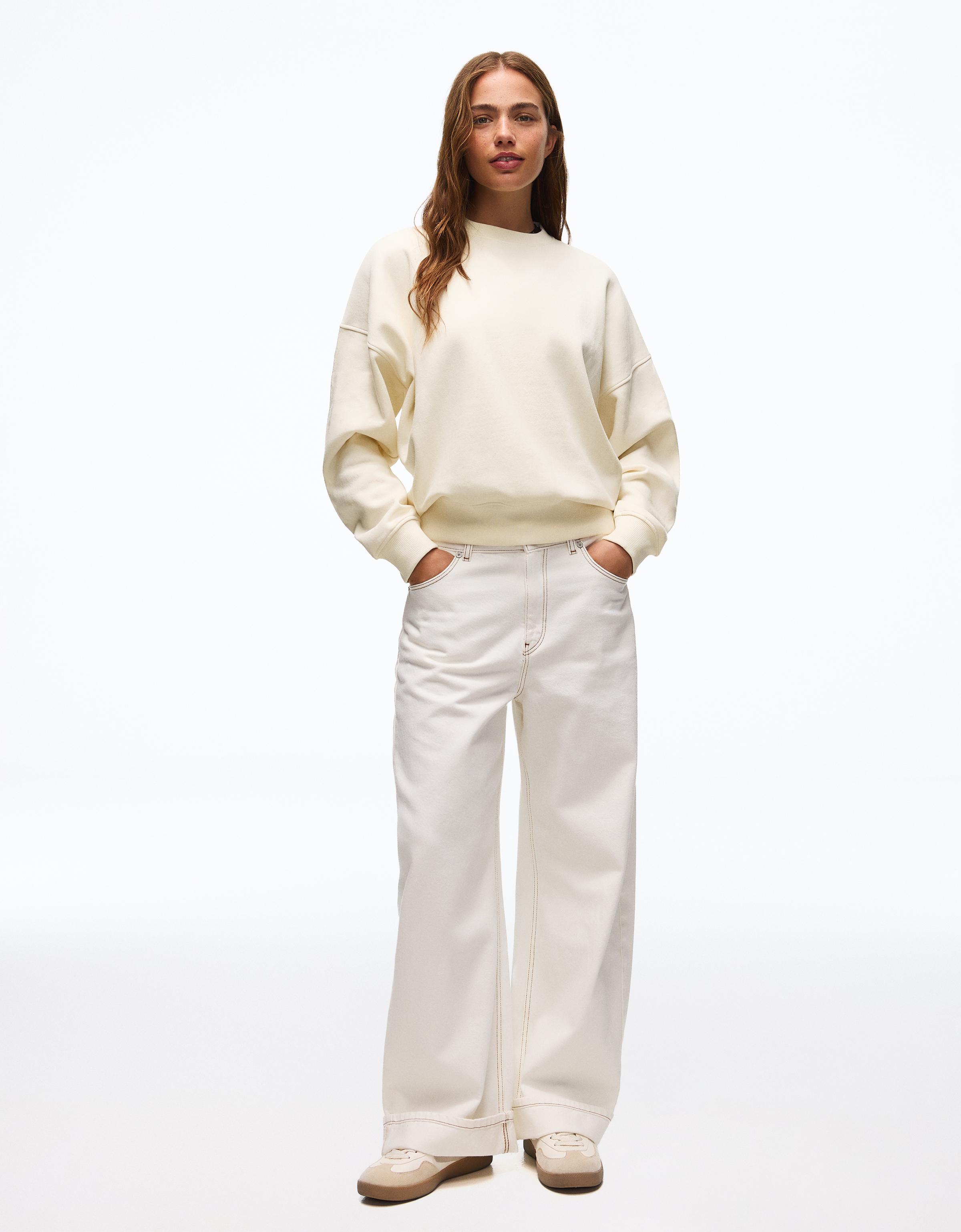 Round neck sweatshirt — Off white